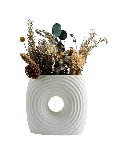 FLORERO VINTAGE CERAMICA CIRCULAR 23X9X20 CM - 1
