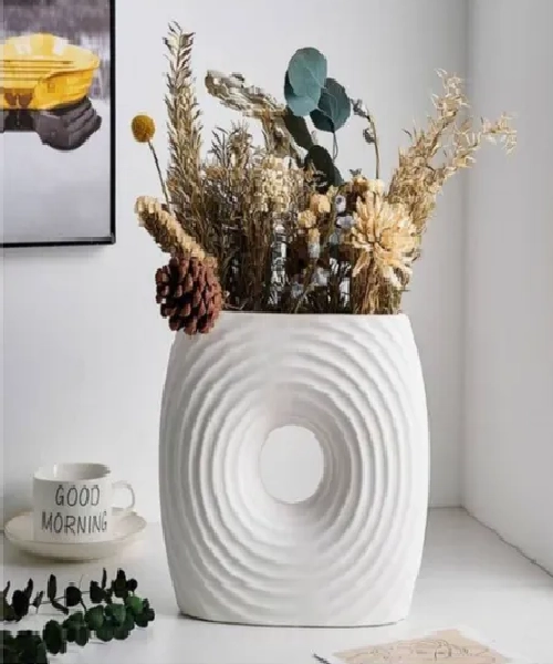 FLORERO VINTAGE CERAMICA CIRCULAR 23X9X20 CM - 2