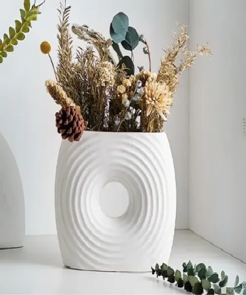 FLORERO VINTAGE CERAMICA CIRCULAR 23X9X20 CM - 3