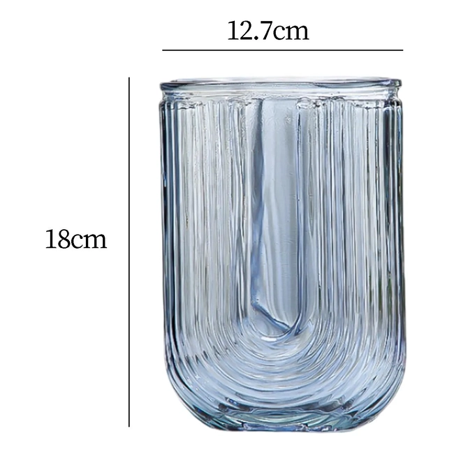 FLORERO JARRON DECORATIVO VIDRIO LINEAS RECTANGULAR 18 CM - 4