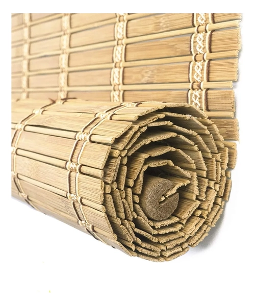 CORTINA BAMBU MADERA ROLLER CON CUERDA REGULABLE 150X120 CM MARRON CLARO - 1