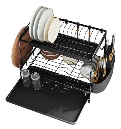 ESCURRIDOR LOZA 2 NIVELES COCINA COLOR NEGRO 802-2 - 2