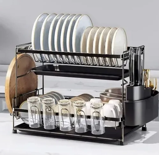 ESCURRIDOR LOZA 2 NIVELES COCINA COLOR NEGRO 802-2 - 3