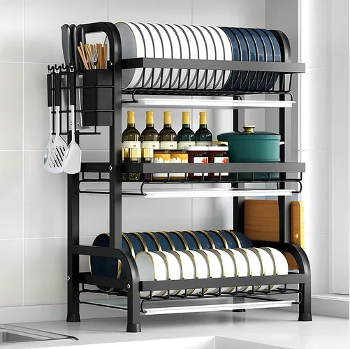 ESCURRIDOR INOXIDABLE 3 NIVELES COLOR NEGRO - 2