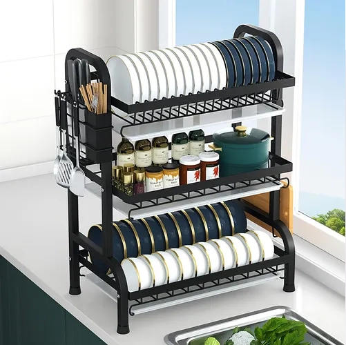 ESCURRIDOR INOXIDABLE 3 NIVELES COLOR NEGRO - 4
