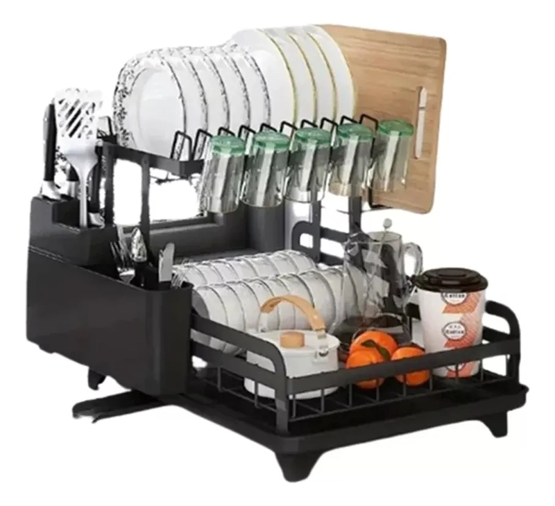 SECAPLATOS ESCURRIDOR LOZA 2 NIVELES COCINA - 2