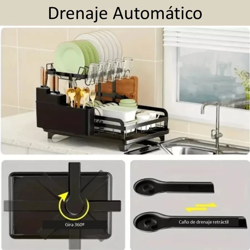 SECAPLATOS ESCURRIDOR LOZA 2 NIVELES COCINA - 4