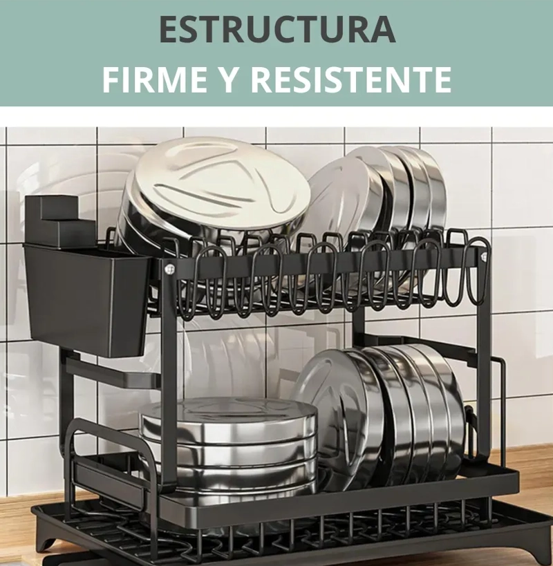 ESCURRIDOR PLATOS ORGANIZADOR LUJOSO 2 NIVELES - 2