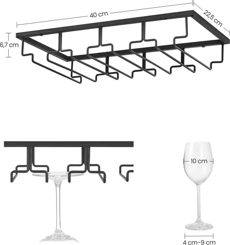 COLGADOR COPAS BAR METAL 40X23CM - 4