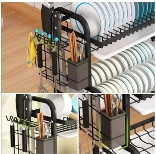 ORGANIZADOR PLATOS 2 NIVELES COLOR NEGRO - 4
