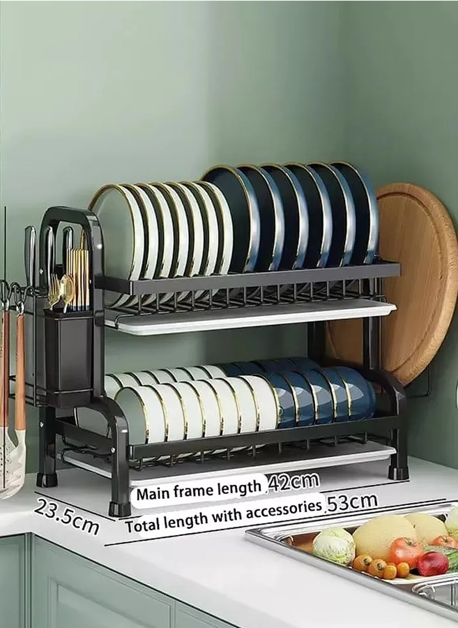 ESCURRIDOR LOZA PLATOS 2 NIVELES COLOR NEGRO - 4