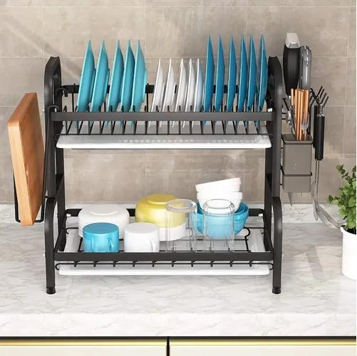 ORGANIZADOR ESCURRIDOR 2 NIVELES COLOR NEGRO - 4