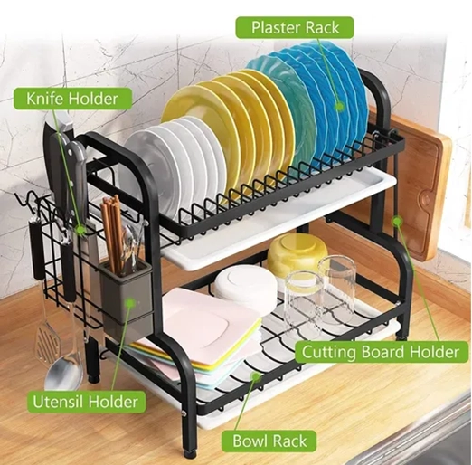 ORGANIZADOR ESCURRIDOR 2 NIVELES COLOR NEGRO - 6