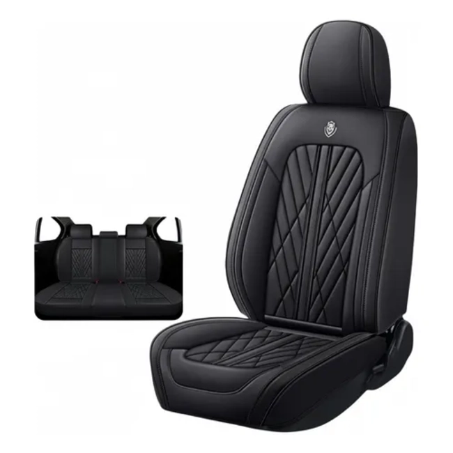 FUNDAS CUBREASIENTO ECOCUERO NEGRO UNIVERSALES - 1