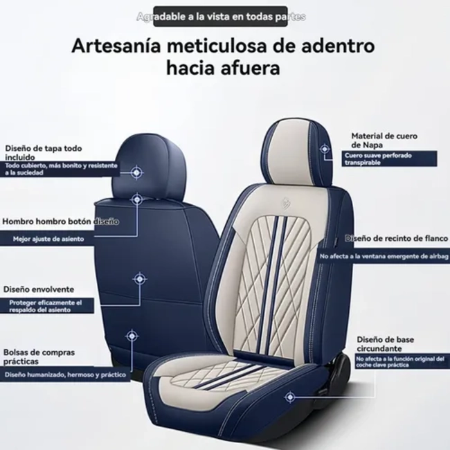 FUNDAS CUBREASIENTO ECOCUERO NEGRO UNIVERSALES - 2
