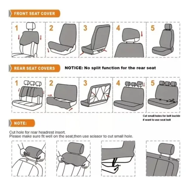 SET FUNDAS CUBRE ASIENTO DISEÑO COSTURA 9 PIEZAS - 5