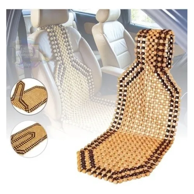 FUNDA CUBREASIENTO AUTO CON RESPALDO Y BOLAS DE BAMBU - 3