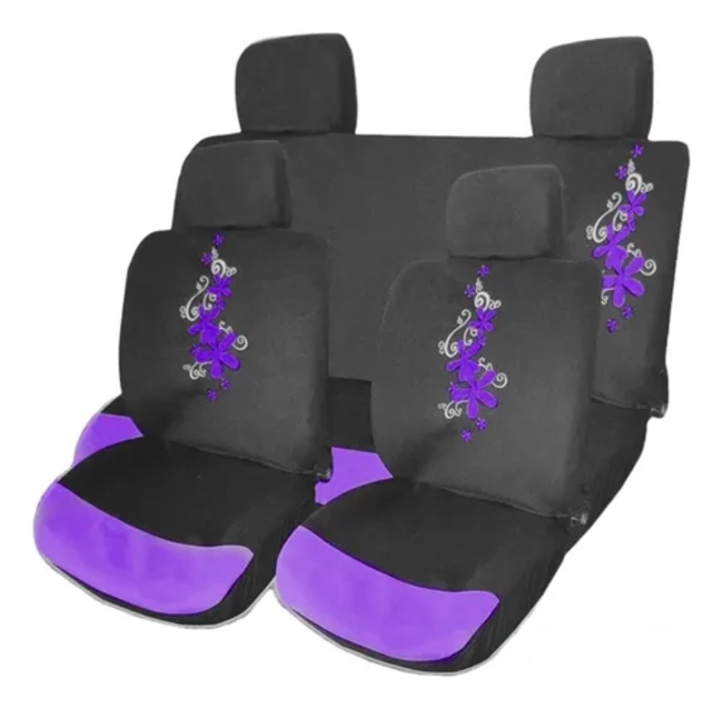 FUNDA CUBRE ASIENTO MARIPOSA FLORES 8 PIEZAS AUTO UNIVERSAL - 1