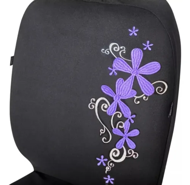 FUNDA CUBRE ASIENTO MARIPOSA FLORES 8 PIEZAS AUTO UNIVERSAL - 2