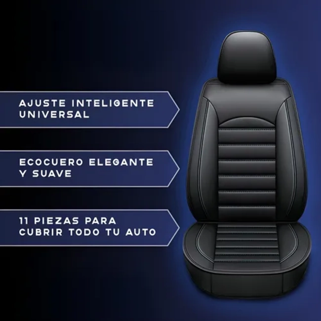 FUNDA CUBRE ASIENTO ECOCUERO SET 5 ASIENTOS NEGRO - 4