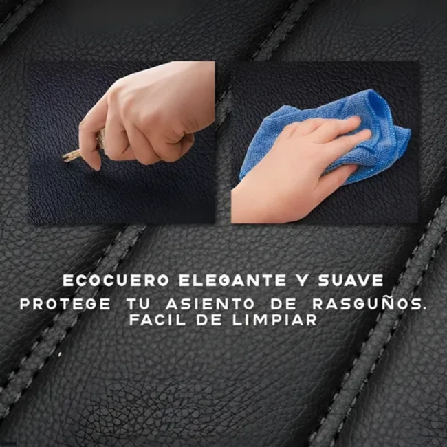 FUNDA CUBRE ASIENTO ECOCUERO SET 5 ASIENTOS NEGRO - 5