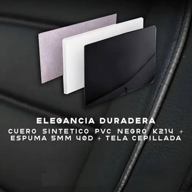 FUNDA CUBRE ASIENTO ECOCUERO SET 5 ASIENTOS NEGRO - 7