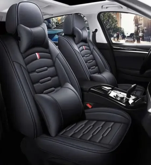 KIT FUNDA CUBRE ASIENTO AUTO PREMIUM LUXURY CON 4 ALMOHADILLAS - 2