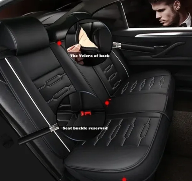 KIT FUNDA CUBRE ASIENTO AUTO PREMIUM LUXURY CON 4 ALMOHADILLAS - 4