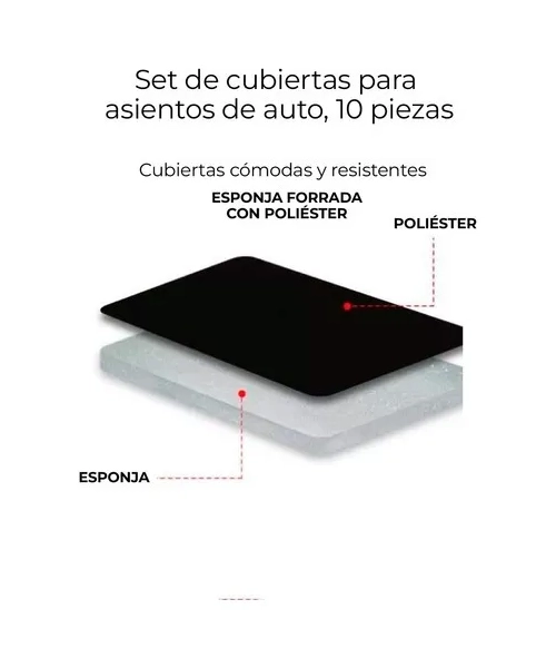 SET UNIVERSAL 10 PIEZAS FUNDA CUBRE ASIENTO PARA AUTOMOVIL - 5