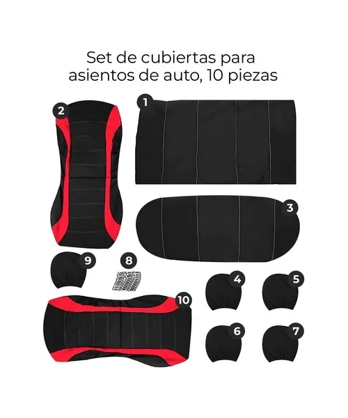 SET UNIVERSAL 10 PIEZAS FUNDA CUBRE ASIENTO PARA AUTOMOVIL - 6