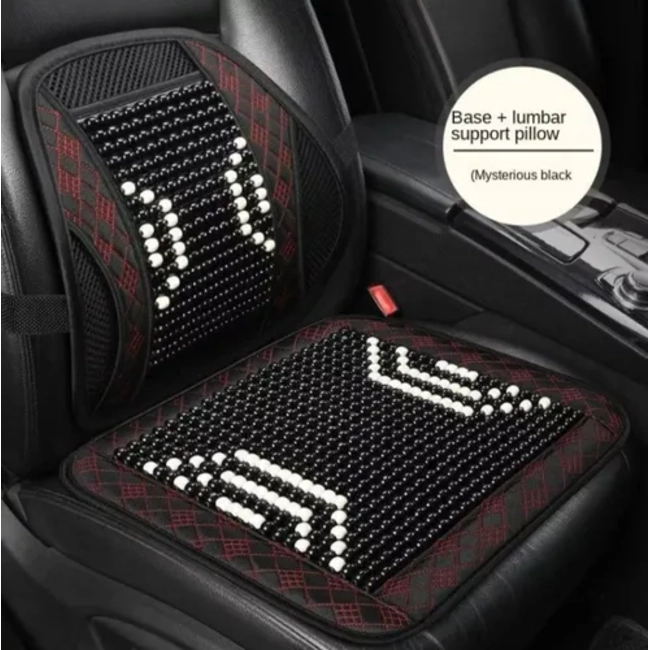 KIT CUBRE ASIENTO LUMBAR BOLAS MADERA BAMBU ESFERAS VERANO - 2