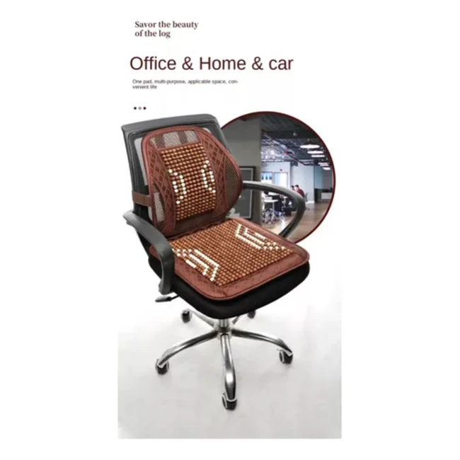 KIT CUBRE ASIENTO LUMBAR BOLAS MADERA BAMBU ESFERAS VERANO - 5