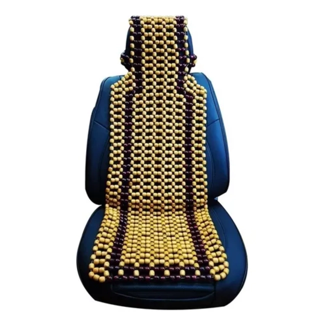 CUBRE ASIENTO RESPALDO BOLAS MADERA BAMBU PARA VERANO - 1