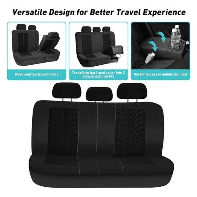 FUNDA CUBRE ASIENTOS AUTO UNIVERSAL 9 PIEZAS FORRO ASIENTO KIT - 4