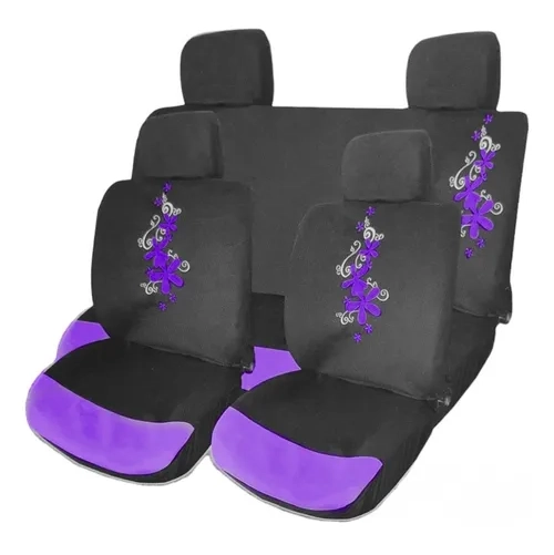 FUNDA CUBRE ASIENTO 8 PIEZAS MARIPOSAS FLORES AUTO UNIVERSAL - 1