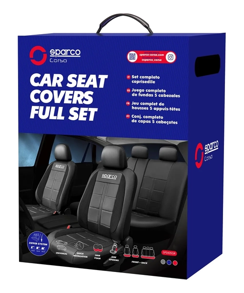 FUNDAS CUBREASIENTO SPARCO UNIVERSAL POLIE STER NEGRO/GRIS - 4