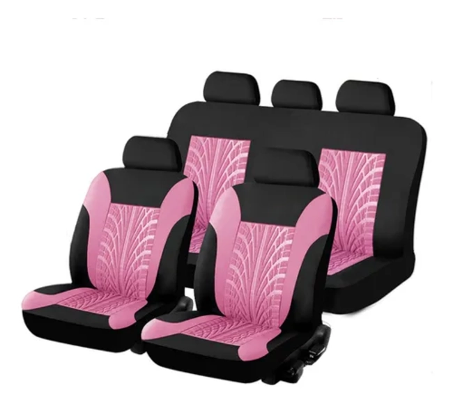 FUNDA ASIENTO ROSA MARIPOSA DE TELA POLIE STER PARA AUTO - 1