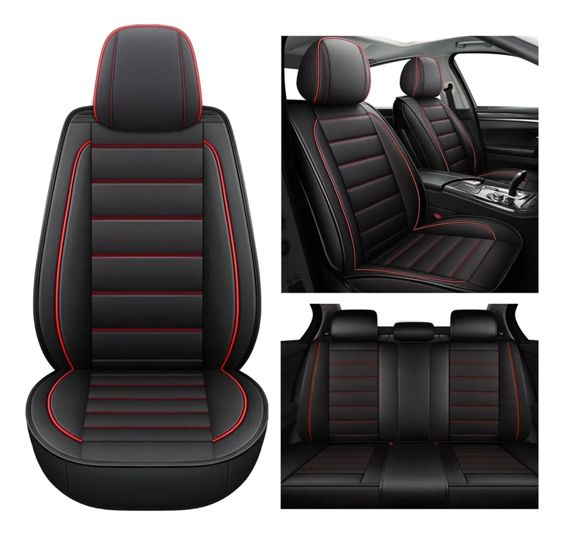 FUNDA CUBRE ASIENTO ECOCUERO SET 5 PZAS MODELO GENERAL - 1