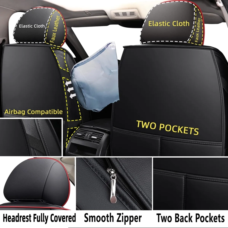 FUNDA CUBRE ASIENTO ECOCUERO SET 5 PZAS MODELO GENERAL - 2