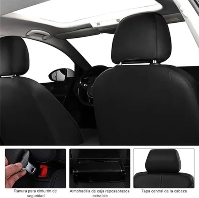FUNDA CUBRE ASIENTO AUTO UNIVERSAL FORRO DE CUERINA KIT - 4