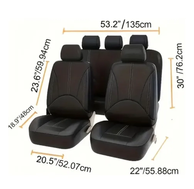 FUNDA CUBRE ASIENTO AUTO UNIVERSAL FORRO DE CUERINA KIT - 7