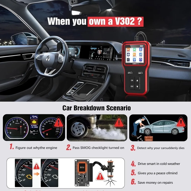 ESCANER AUTOMOTRIZ CON FUNCION OBD2 FULL - 6