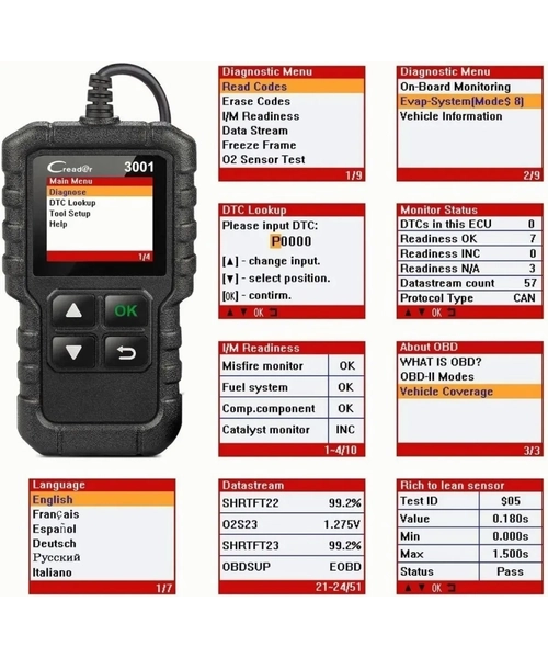LAUNCH CREADER 3001 ESCANER AUTOMOTRIZ OBD2 MULTIMARCA MOTOR - 4