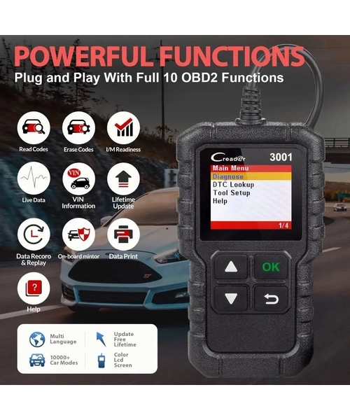 LAUNCH CREADER 3001 ESCANER AUTOMOTRIZ OBD2 MULTIMARCA MOTOR - 5