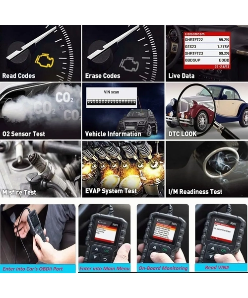 LAUNCH CREADER 3001 ESCANER AUTOMOTRIZ OBD2 MULTIMARCA MOTOR - 7