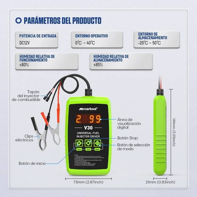 PROBADOR DE INYECTORES DE COMBUSTIBLE MRCARTOOL V30 - 5