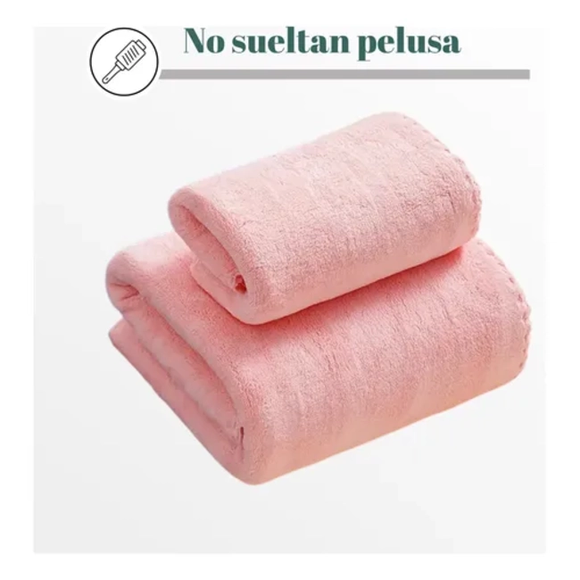 SET 2 TOALLAS DE BAÑO ABSORBENTES MICROFIBRA 140X70 + 75X35 CM - 3