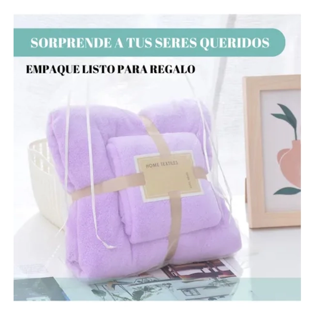 SET 2 TOALLAS DE BAÑO ABSORBENTES MICROFIBRA 140X70 + 75X35 CM - 4