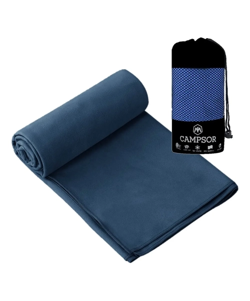 TOALLA MICROFIBRA CAMPING SECADO RAPIDO PORTATIL 80X160 CM COLOR AZUL - 2