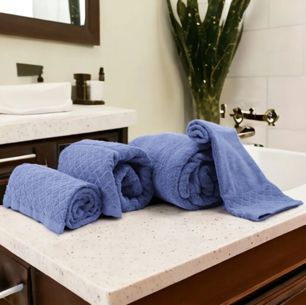 TOALLA DE CARA 30X50 CM 100% ALGODON PACK DE 2 COLOR AZUL LISO - 2